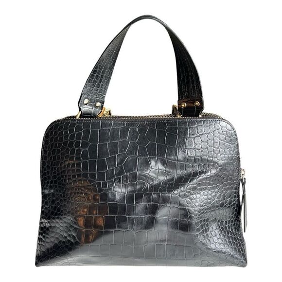 Italian Leather Handbag Claudia Firenze - Black - Picture 4 of 12